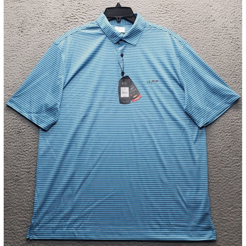 Greg Norman Golf Polo Shirt Men Large Multi Striped Play Dry Performance Stretch